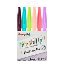 Caneta Brush Sign Pen Estojo com 6 Cores Fluorescente - Pentel