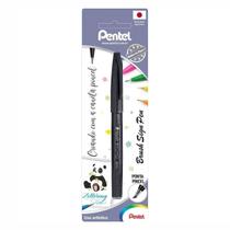 Caneta Brush Sign Pen Pentel Preta Ponta Pincel Uso Artístico Ideal Para Lettering Blister