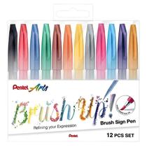 Caneta Brush Sing Pen Pentel com 12 Cores Pastel Caneta Brush Sing Pen Pentel com 12 Cores Pastel