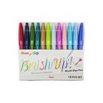Caneta Brush Sing Pen Pentel com 12 Cores Caneta Brush Sing Pen Pentel com 12 Cores