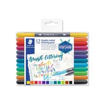 Caneta Brush Staedtler Lettering Ponta Dupla 12 Cores