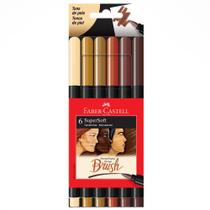Caneta Brush SuperSoft com 6 cores Tons de Pele - Faber-Castell