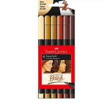 Caneta Brush Supersoft Faber-Castell Tons De Pele Com 6 Cores Caneta Brush Supersoft Faber-Castell Tons De Pele Com 6 Cores