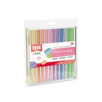 Caneta brush tris macarons 12 cores