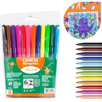 Caneta Canetinha Hidrografica Escolar 12 Cores Leo E Leo