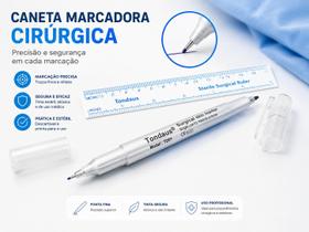 Caneta Cirúrgica Marcadora de Pele Alto Rendimento Estéril Ponta Dupla Com Regua Caneta Cirúrgica Marcadora de Pele Alto Rendimento Estéril Ponta Dupla Com Regua
