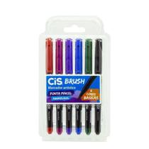 Caneta Cis Brush Pen Aquarelável Cores Básicas 6Un.