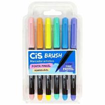 Caneta Cis Brush Pen Aquarelável Pastel 6Un.