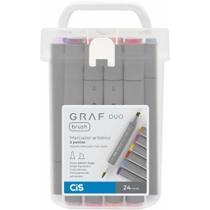 Caneta Cis Graf Duo Brush - Estojo com 24 Cores