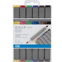 Caneta Cis Graf Duo Brush - Estojo com 6 Cores Básicas
