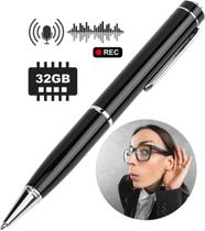 Caneta Com Gravador de áudio Escuta Secreta Escondida 32gb memória RDP-4 Fone Bateria