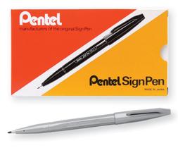 Caneta com ponta de fibra Pentel Sign Pen Caixa de tinta cinza de 12 S520-N Caneta com ponta de fibra Pentel Sign Pen Caixa de tinta cinza de 12 S520-N