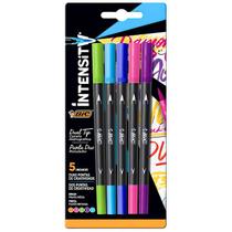 Caneta Com Ponta Porosa Intensity 2 Pontas 5 Cores Bic