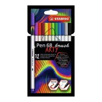 Caneta com Ponta Sintetica - Stabilo Pen 68 Brush Arty - 12 Cores
