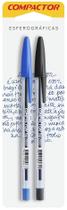 Caneta Compactor Top 2000 Azul e Preta Cartela com 2 Unidades Escrita Macia