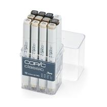 Caneta Copic Marcador Classic 12 Cores Cinza Quente Ponta Dupla