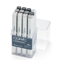 Caneta Copic Marcador Classic 12 Cores Toner Cizento Ponta Dupla