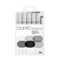 Caneta Copic Sketch 5 Cores Cinza + Multiliner Ponta Dupla