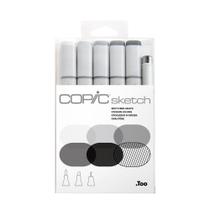Caneta Copic Sketch 5 Cores Cinza + Multiliner Ponta Dupla