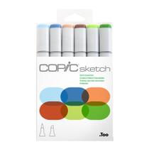 Caneta Copic Sketch 6 Cores Cores Terra Ponta Dupla Caneta Copic Sketch 6 Cores Cores Terra Ponta Dupla