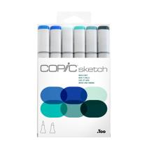 Caneta Copic Sketch 6 Cores Tons Mar e Ceu Ponta Dupla Caneta Copic Sketch 6 Cores Tons Mar e Ceu Ponta Dupla