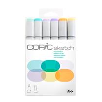 Caneta Copic Sketch 6 Cores Tons Pastel Ponta Dupla Caneta Copic Sketch 6 Cores Tons Pastel Ponta Dupla