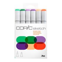 Caneta Copic Sketch 6 Cores Tons Secundarios Ponta Dupla