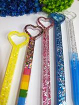 Caneta coração vazado - sortidas glitters