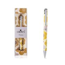 Caneta Crown Esferográfica Tema Flores Com Estojo Caneta Crown Esferográfica Tema Flores Com Estojo