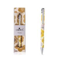 Caneta Crown Esferográfica Tema Flores Com Estojo Caneta Crown Esferográfica Tema Flores Com Estojo