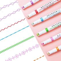 Caneta De 6 Peças Esboço De Flor Conta Manual Linha Dupla Onda Colorful Student Highlighter Caneta De 6 Peças Esboço De Flor Conta Manual Linha Dupla Onda Colorful Student Highlighter