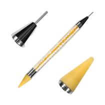 Caneta de Cera Branca para Unhas - Ponta Dupla com Aplicador de Cristal Caneta de Cera Branca para Unhas - Ponta Dupla com Aplicador de Cristal