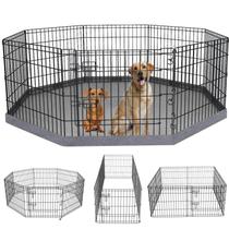 Caneta de exercícios para cães PETIME dobrável de metal com 8 painéis 60x60cm com almofada Caneta de exercícios para cães PETIME dobrável de metal com 8 painéis 60x60cm com almofada