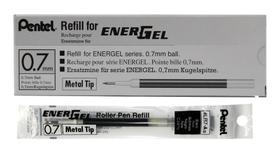 Caneta de gel líquido Pentel Energel com refil de tinta 0,7 mm preta (12)