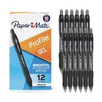 Caneta de gel Paper Mate Profile retrátil de 0,7 mm preta, pacote com 12 Caneta de gel Paper Mate Profile retrátil de 0,7 mm preta, pacote com 12