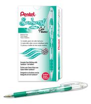 Caneta de gel Pentel Sunburst Metálica com ponta de 0,8 mm, tinta verde x12 Caneta de gel Pentel Sunburst Metálica com ponta de 0,8 mm, tinta verde x12