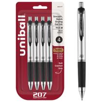 Caneta de gel Uni-Ball Impact 207, tinta preta de 1,0 mm, ponta, pacote com 4