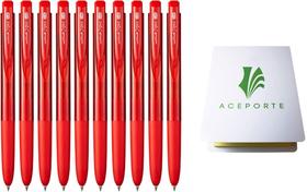 Caneta de gel vermelha retrátil Uni-ball Signo RT1 de 0,28 mm, pacote com 10