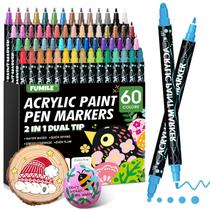 Caneta de marcação FUMILE, conjunto de tinta acrílica de ponta dupla de 60 cores Caneta de marcação FUMILE, conjunto de tinta acrílica de ponta dupla de 60 cores