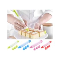 Caneta Decoradora Alimentos Confeitaria Em Silicone 4 Bicos Caneta Decoradora Alimentos Confeitaria Em Silicone 4 Bicos