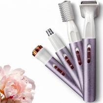 Caneta Depiladora 4 em 1 Multifuncional Aparador para Corpo, Rosto, Nariz e Sobrancelha, Recarregável e Portátil, com lâminas de alta precisão