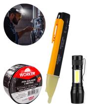 Caneta Detector De Energia Com Mini Lanterna LED e Fita