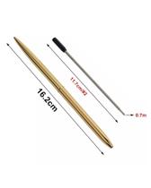 Caneta Dourada Minimalista Tinta Preta Permanente