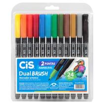 Caneta dual brush 24 cores básicas Cis