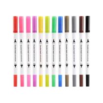 Caneta Dual Fineliner Brush Pen Com 12 Cores Lettering