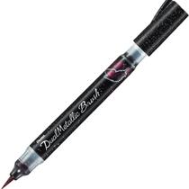 Caneta DualMetallic Brush Black - Metallic Red - Pentel Arts