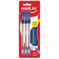 Caneta esfer 0,7 mm fina c/3 molin Caneta esfer 0,7 mm fina c/3 molin