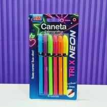 Caneta esfer. 1.0 6 cores tri x neon - kaz Caneta esfer. 1.0 6 cores tri x neon - kaz