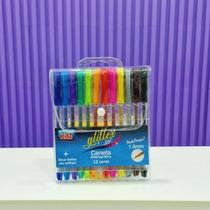 Caneta esfer. 1.0 gel glitter 12 cores - kaz Caneta esfer. 1.0 gel glitter 12 cores - kaz