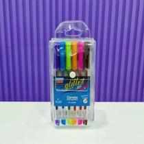 Caneta esfer. 1.0 gel glitter 6 cores - kaz Caneta esfer. 1.0 gel glitter 6 cores - kaz